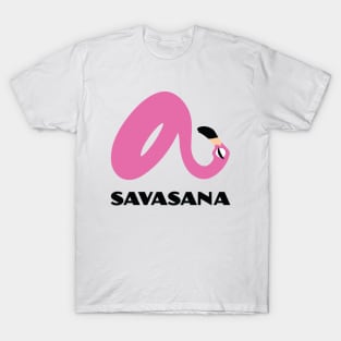 Savasana by The Flaminglet Pink Pool Flamingo T-Shirt